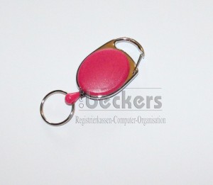 1 Stück Kartenhalter Jojo Oval mit Schlüsselring pink