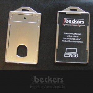 Offener Kartenhalter RFID Schutz silber chrom längs