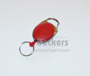 1 Stück Kartenhalter Jojo Oval mit Schlüsselring rot
